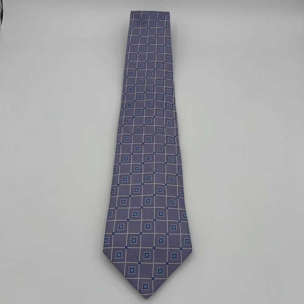 Meeting Street Necktie Geometric Mens OS Lavender 100% Silk Business Classic